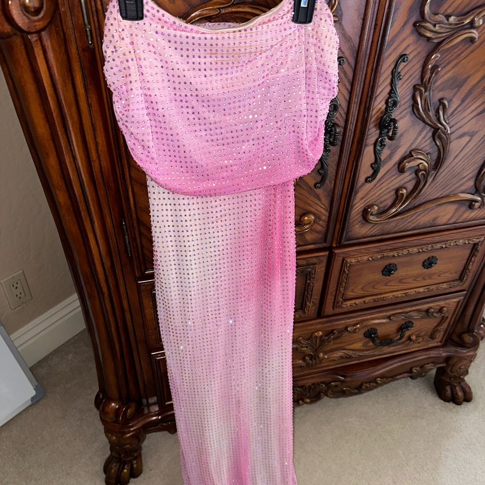 Self Portrait Pink Rhinestone Gown